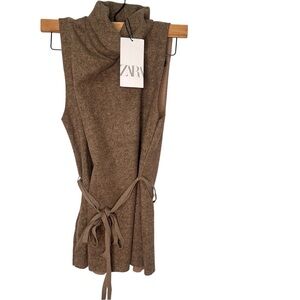 Zara Taupe Sleeveless Knit Top Size Large. NWT